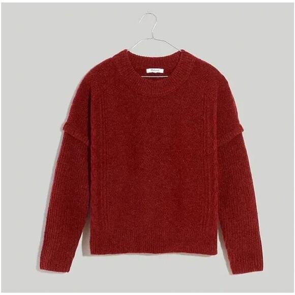 NWT Madewell Plus Cable Havener Pullover Sweater Alpaca Size 3X Heather Auburn - Picture 2 of 9